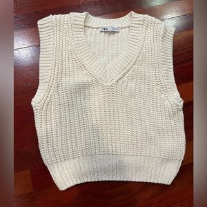 Zara Off-White Knit Sweater Vest